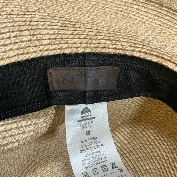 Furtalk Wide Brim Straw Sun Hat with Ribbon Tie Beige Women’s Size Large - Picture 5 of 7